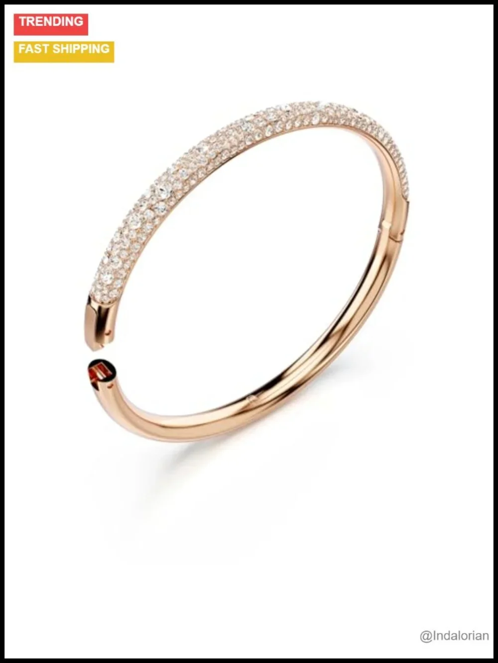 Swarovski Crystal Bangle Bracelet Rose Gold-tone Snow Pave